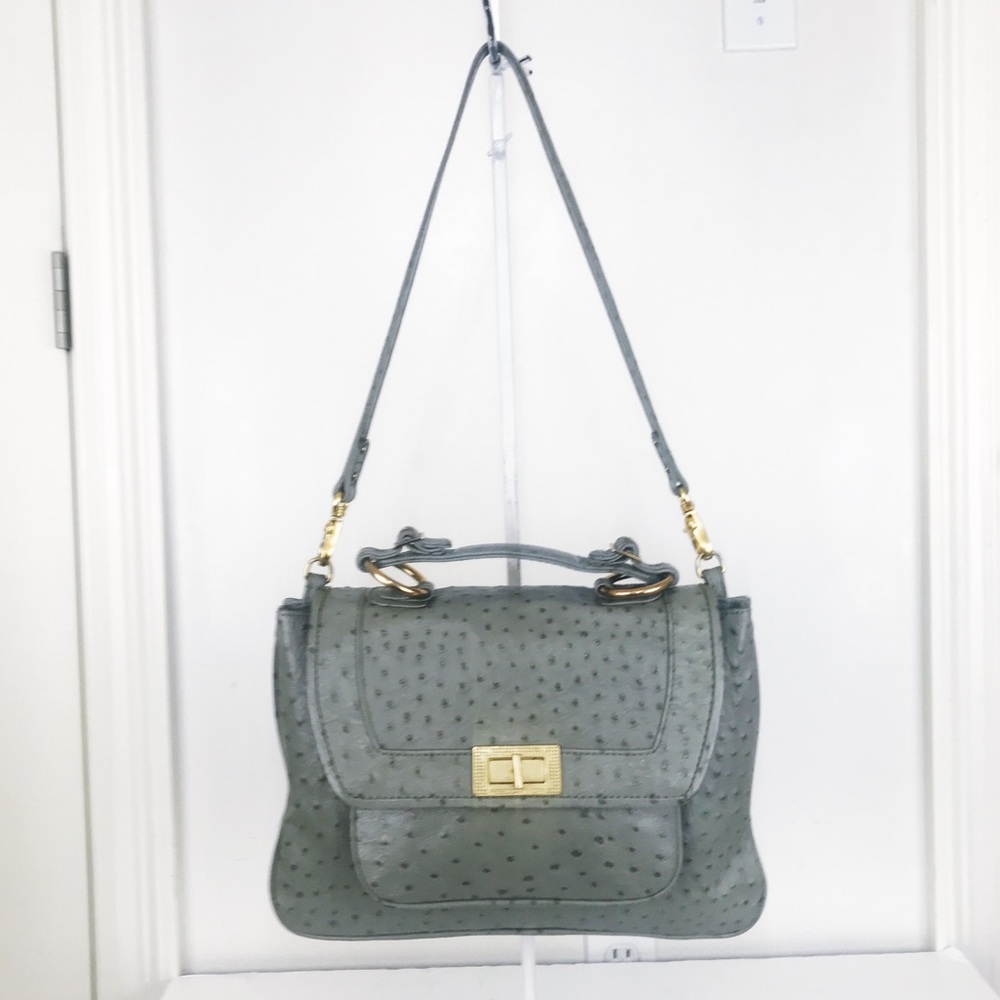 REBECCA MINKOFF Ostrich Embossed Leather Satchel - Picture 4 of 8